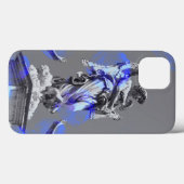 彫刻のブルーカラーブラシストロークのデジタルアート Case-Mate iPhoneケース (裏面 (横))