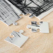 彫刻の少年と公園の古い噴水 ジグソーパズル (側面)