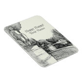 彫刻の少年と公園の古い噴水 マグネット (右側)