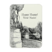 彫刻の少年と公園の古い噴水 マグネット (縦)