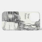 彫刻の少年と公園の古い噴水 iPhoneケース (裏面横)