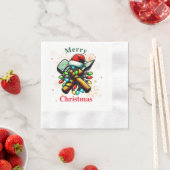 彫刻の彫刻家クリスマスハットクリスマス 縁ありカクテルナプキン (インサイチュ)