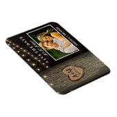 彫刻イニシャルオールドオークツリー結婚式の日付を保存 マグネット (右側)