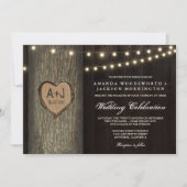 彫刻イニシャルオールドオークツリー結婚式招待状 招待状 (正面)