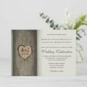 彫刻イニシャルハートオークツリー結婚式招待状 招待状 (スタンド正面)
