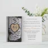 彫刻イニシャル 樺の木 結婚式招待状 招待状 (スタンド正面)