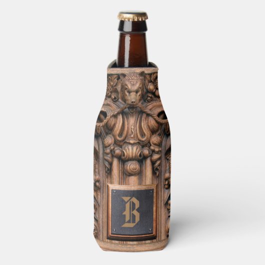 彫刻ウッドモノグラムボトルクール ボトルクーラー (ボトル正面)