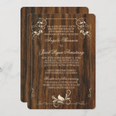 彫刻ウッドルックアイボリーフローラ結婚式招待状 招待状 (正面/裏面)