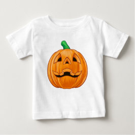 彫刻オレンジカボチャ詳細ハロウィーン ベビーTシャツ