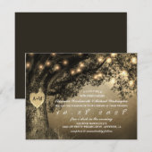 彫刻オークツリーヴィンテージ素朴結婚式招待状 招待状 (正面/裏面)
