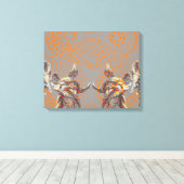 彫刻カッコいいとオレンジの円のコラージュ キャンバスプリント (インサイチュ (ウッドフロア))