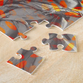 彫刻カッコいいとオレンジの円のコラージュ ジグソーパズル (側面)