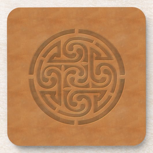 彫刻ケルト結び目模様フーレザーテーブルデコ結婚ールズ コースター (正面)