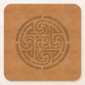 彫刻ケルト結び目模様フーレザーテーブルデコ結婚ールズ スクエアペーパーコースター (正面)