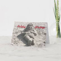 彫刻サンドサンタクロースクリスマスのホリデーカード