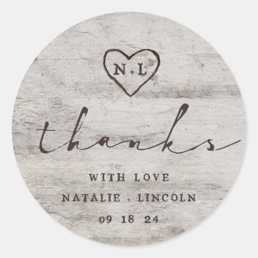 彫刻スウィートアーツ樺の木ツリー結婚の感謝 ラウンドシール (正面)