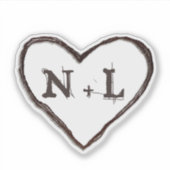 彫刻スウィートアーツ素朴ハートイニシャルモノグラム シール (正面)