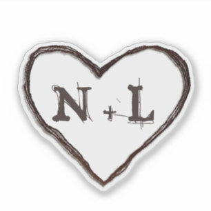 彫刻スウィートアーツ素朴ハートイニシャルモノグラム シール