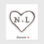 彫刻スウィートアーツ素朴ハートイニシャルモノグラム シール (シート)