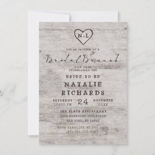 彫刻スウィートアーツ素朴ブライダルブルンチシャワー 招待状 (正面)