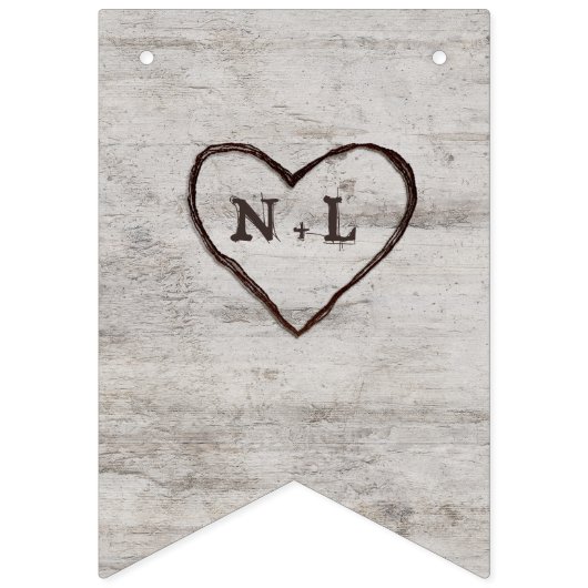 彫刻スウィートアーツ素朴樺の木ブライダルシャワー バンティングフラッグ (第1の旗)