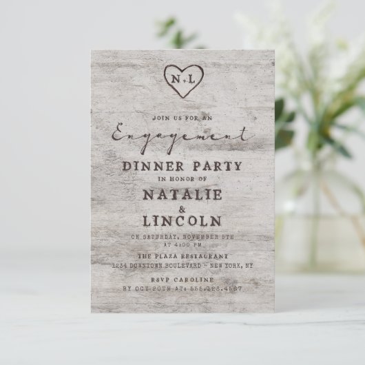 彫刻スウィートアーツ素朴樺の木婚約パーティ 招待状 (スタンド正面)