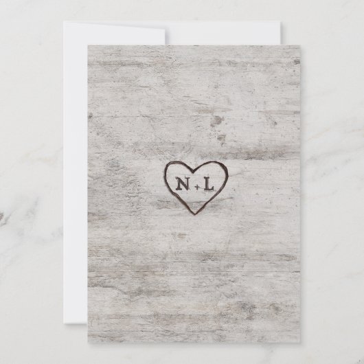 彫刻スウィート素朴樺の木ウッドツリ結婚ーズ 招待状 (裏面)