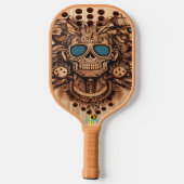 彫刻スカルと花 ピックルボールラケット (裏面)