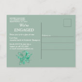 彫刻テクスチャー裏地のエメラルドグリーン インビテーションポストカード (裏面)