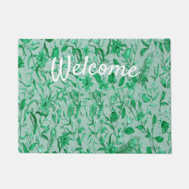 彫刻テクスチャー裏地のエメラルドグリーン ドアマット