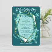 彫刻テクスチャー裏地のエメラルドグリーン 招待状 (スタンド正面)