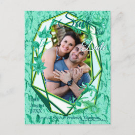 彫刻テクスチャー裏地のエメラルドグリーン 案内ポストカード