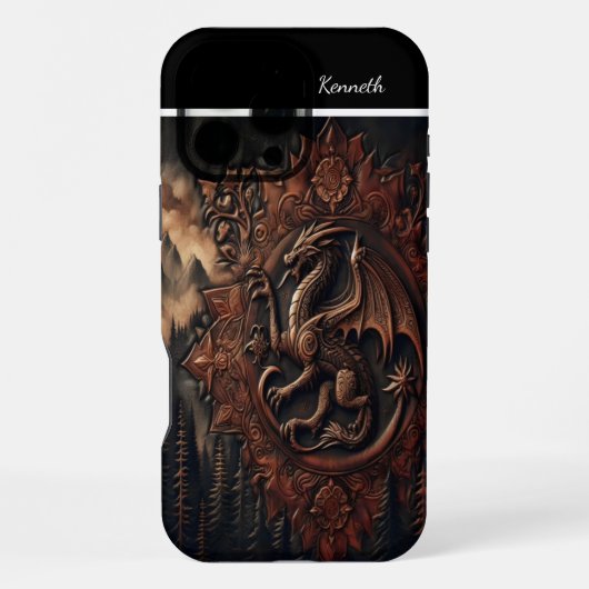 彫刻ドラゴンの山のピーク iPhoneケース (裏面)