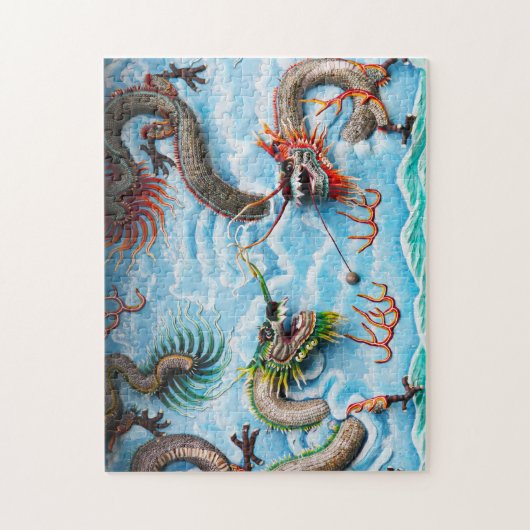 彫刻ドラゴンズのシンガポール。 ジグソーパズル (縦)