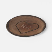 彫刻ハートウッドツリーバーク素朴結婚式の引き出物 ペーパープレート (アングル)