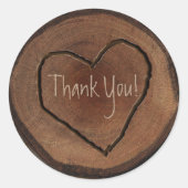 彫刻ハートウッドツリーバーク素朴結婚式の引き出物 ラウンドシール (正面)