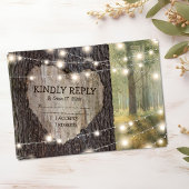 彫刻ハートツリーウェディングRSVP 出欠カード