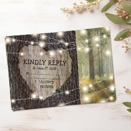 彫刻ハートツリーウェディングRSVP 出欠カード