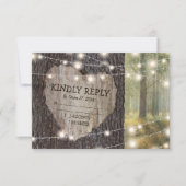 彫刻ハートツリーウェディングRSVP 出欠カード (正面)