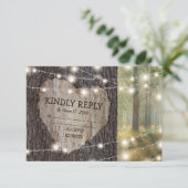 彫刻ハートツリーウェディングRSVP 出欠カード (スタンド正面)