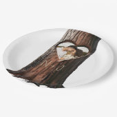 彫刻ハートツリーハート 農村風 ミニマル ウェディング ペーパープレート (アングル)