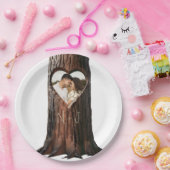 彫刻ハートツリーログ カントリー ミニマル ウェディング ペーパープレート (パーティー)