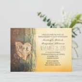 彫刻ハートツ素朴リー婚約パーティ 招待状 (スタンド正面)