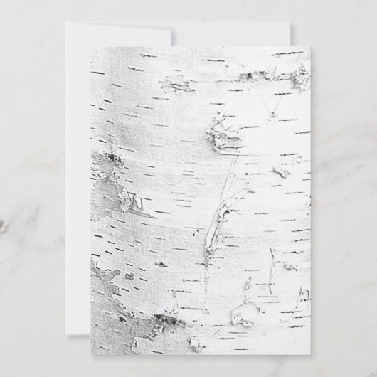 彫刻ハートホワイト樺の木バーク結婚ズ 招待状 (裏面)