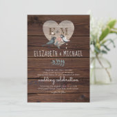 彫刻ハートラブバ素朴リズウ結婚ッズ 招待状 (スタンド正面)