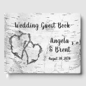 彫刻ハート樺の木ツリーバークゲストブック ゲストブック (正面)