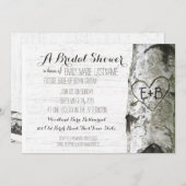 彫刻ハート樺の木ツリーブライダルシャワー 招待状 (正面/裏面)