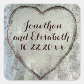 彫刻ハート樺の木ツリー結婚式の引き出物 スクエアシール (正面)
