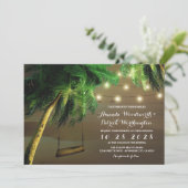 彫刻パームツリービーチライト結婚式招待状 招待状 (スタンド正面)