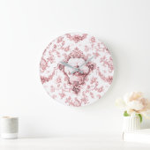 彫刻フローラトイルと風車&ボート – ピンク ラージ壁時計 (ホーム)